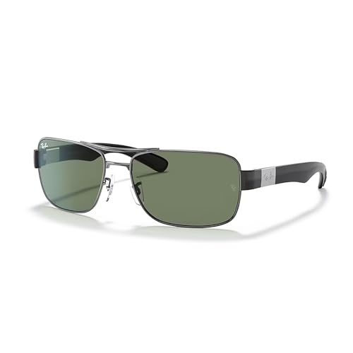 Ray-Ban RB3522 004/71 61M Gunmetal/Plastic Lens Green Square Sunglasses For Men + Bundle with Designer iWear Eyewear Kit