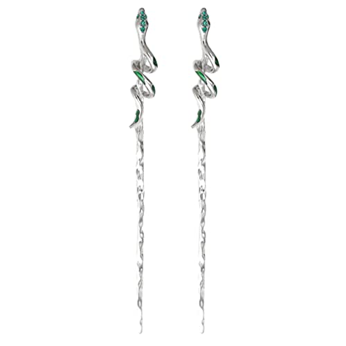 LALAFINA 2pcs Snake Hair Chopsticks Hair Stick Chinese Style Hanfu Headwear Hair Fork Hair Pin Snake Hair Stick Hanfu Chignon Hair Styling Accessories Silver