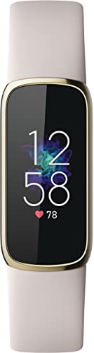 Fitbit Luxe-Fitness and Wellness-Tracker with Stress Management, Sleep-Tracking and 24/7 Heart Rate, One Size S L Bands Included, Lunar White/Soft Gold Stainless Steel, 1 Count