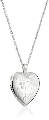 Amazon Essentials Sterling Silver Heart 'You Are My Sunshine' Locket Necklace, 18', (previously Amazon Collection)