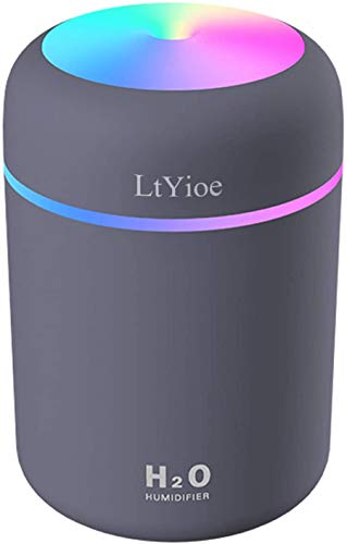 LtYioe Colorful Cool Mini Humidifier, USB Personal Desktop Humidifier for Car, Office Room, Bedroom,etc. Auto Shut-Off, 2 Mist Modes, Super Quiet. (Navy)(Black)