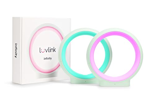 LuvLink Infinity Lamp v2 Award Winning Friendship Lamp - Simple Bluetooth Setup (Set of Two, Mint)
