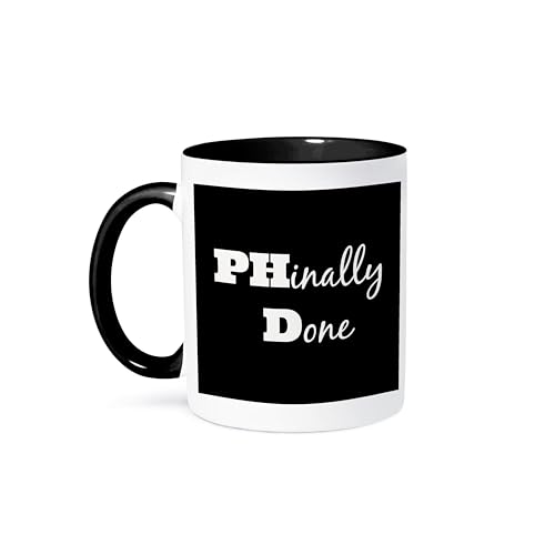 3dRose Phd, Phinally Done Mug, 11 oz, Black