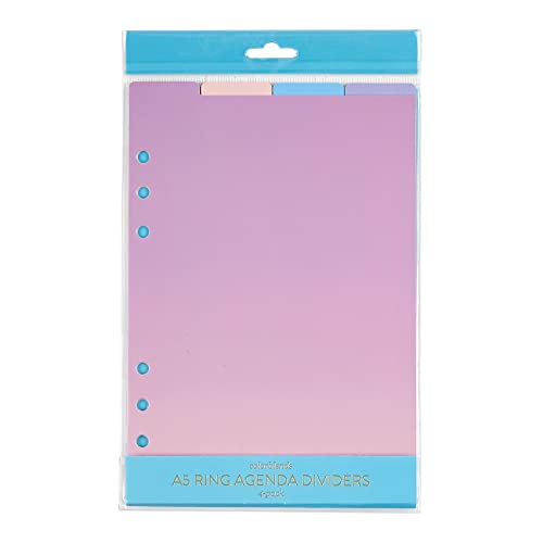 A5 Ring Agenda 4-Pack Dividers - Colorblends Design. 300+ GSM Laminated Cardstock Dividers, 12 Labels, 4 Prepopulated Foil Labels. Decorative and Stylish Organization Accessory by Erin Condren.