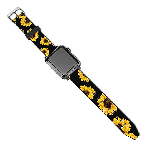 Watch Band for Apple Watch 38mm 40mm Sunflowers Floral PU Sport Watch Bands for Men Women for iWatch Series 5 4 3 2 1