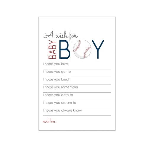 Paper Clever Party Baseball Wishes for Baby, 20 Pack – Cute Words of Wisdom for Baby Boy, Baby Shower Game Planning, Guest Book Alternative, Parents Keepsake Activity, Wishing Well Birthday Ideas