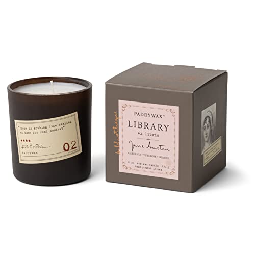 Paddywax Candles Library Collection Jane Austen Soy Wax Candle, 6.5-Ounce (Gardenia, Tuberose, Jasmine)