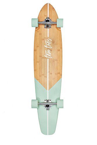 Ten Toes Board Emporium Zed Bamboo Longboard Skateboard Cruiser, 44', Aqua Fishtail