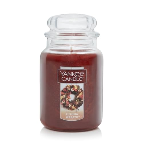 Yankee Candle Autumn Wreath Scented, Classic 22oz Large Jar Single Wick Aromatherapy Candle, Over 110 Hours of Burn Time, Fall Fragrance