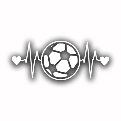 Soccer Ball Heartbeat Vinyl Decal Sticker | Cars Trucks Vans Walls Laptops Cups | White | 7.5 X 3 Inch | KCD1210