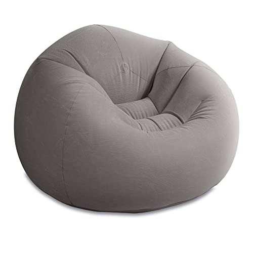 Intex 68579EP Beanless Bag Inflatable Lounge Chair: Corduroy Textured Flocking – Durable Vinyl – Folds Compactly – 220lb Weight Capacity – 45' x 45' x 28'