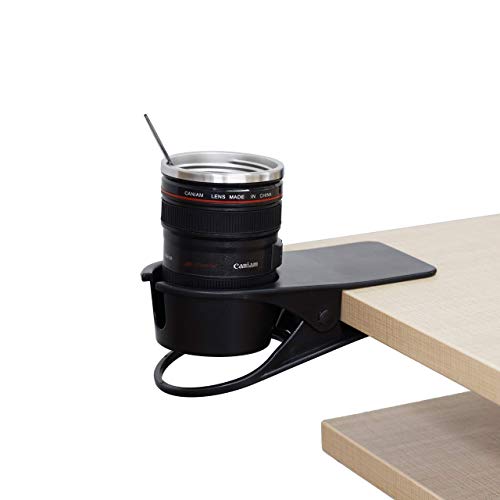 Drinking Cup Holder Clip,Desk Cup Holder,Table Edge Clamp Cup Holder,Place Water Glass, Coffee Mug, Beverage, Cell Phone.Best Office Accessories.(Black)