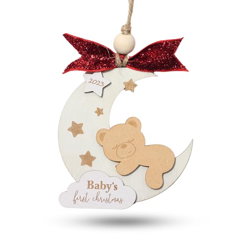 HONOCOOLS Baby's First Christmas Ornaments, Moon Ornaments, Baby 1st Christmas Ornaments, Baby Keepsake Ornaments (OCB-007)