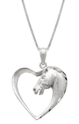 Honolulu Jewelry Company Sterling Silver Horse in Heart Necklace Pendant with 18' Box Chain