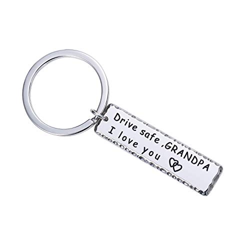 Drive Safe Keychain Grandpa I Love You Keychain Birthday Gifts from Granddaughter Grandson
