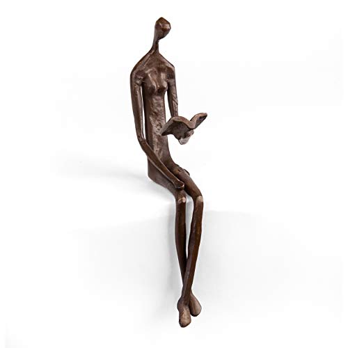 Danya B. ZD8354 Contemporary Home and Office Décor – Bronze Sculpture of Woman Reading Book on a Ledge