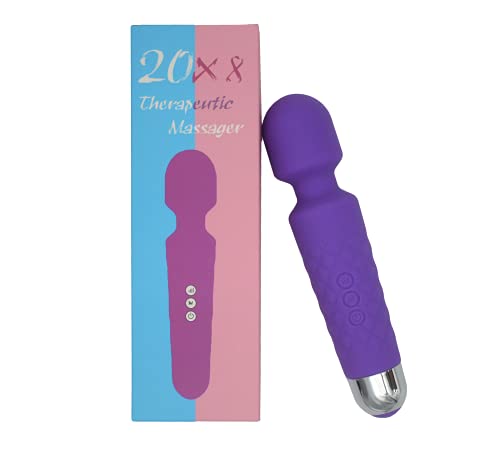 Rechargeable Personal Wand Massager Cordless Vibrator Powerful Electric Massage Sticks 8 Speeds&20 Patterns for Muscle Tension, Handheld Vibrator, Handheld Massage Stick - Purple