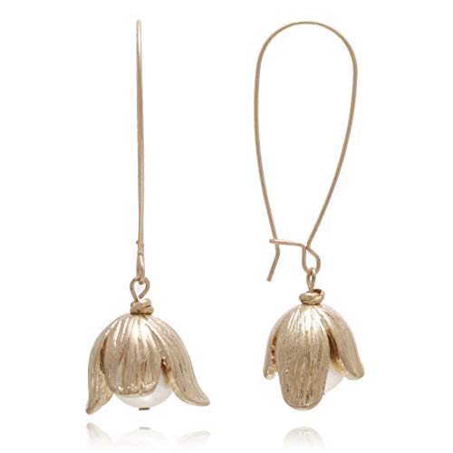 ' Lily of the Valley' Flower Motif Long Dangle Drop Statement Earrings for Women