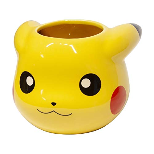 16 OZ Pokemon OFFICIAL Pikachu Face Molded Yellow Ceramic Coffee Mug, Novelty GIFT for Pokemon fans