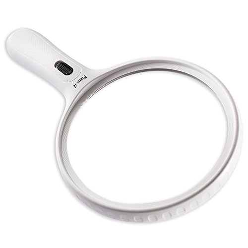 Fancii Large LED Lighted Handheld 2X Magnifier with 3.5X Zoom, 5.5 Inches Oversized Illuminated Magnifying Glass with Light