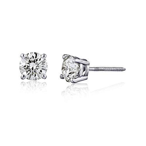 The Diamond Channel Certified Diamond Earrings For Women in 14K Gold with Screw Back and Post Studs (I1-I2 Clarity), Choice of Carat Weights