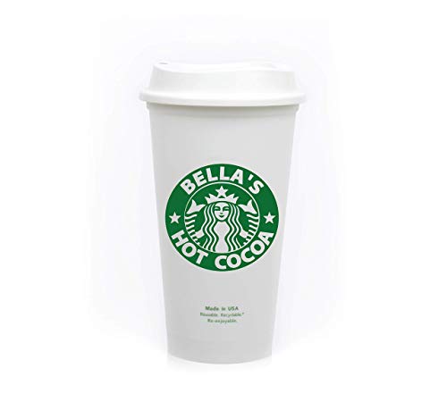 Personalized Authentic SB 16 oz Reusable Coffee Cup Grande Hot Cup with Custom Name and Lids/Sleeves.