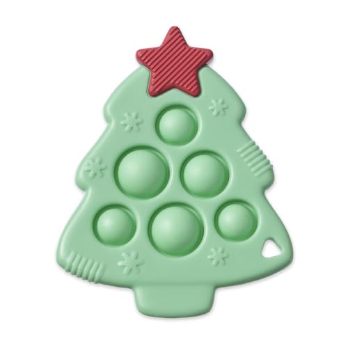 Itzy Ritzy Sensory Popper Toy - Itzy Pop Toy Features Raised Textures to Soothe Sore Gums; Relieves Stress and Improves Fine Motor Skills; Can Attach to a Bag or Pacifier Strap; Christmas Tree