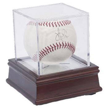 THE ORIGINAL BALLQUBE Grandstand Baseball Display on a Wood Base