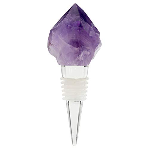 Boone's Mill | Gemstone Bottle Stopper with Glass Base | Amethyst Point | Purple
