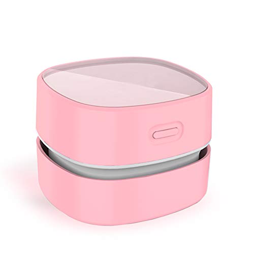 ODISTAR Desktop Vacuum Cleaner,Mini Table dust Sweeper Energy Saving,High Endurance up to 400 mins,Cordless&360º Rotatable for Cleaning Hairs,Crumbs,Computer Keyboard of Gifts for Kids (Pink)