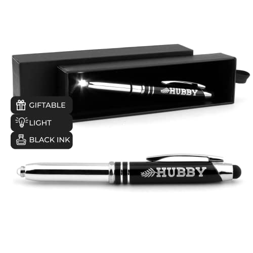 Inkstone HUBBY Engraved Flashlight Pen with Stylus Tip - Christmas Birthday Father's Day Gift for Husband from Wife