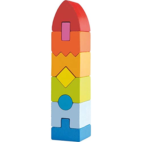 HABA Rainbow Rocket 9 Piece Wooden Stacking Play Set for Ages 1 and Up