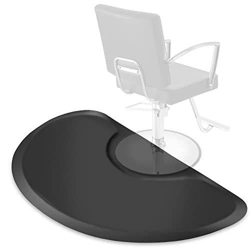 Saloniture 3 ft. x 4 ft. Salon & Barber Shop Chair Anti-Fatigue Mat - Black Semi Circle - 1 in. Thick