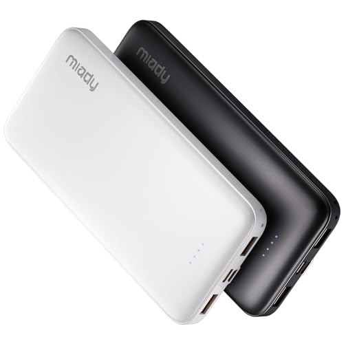 Miady 2-Pack 10000mAh Dual USB Portable Charger, USB-C Fast Charging Power Bank, Backup Charger for iPhone 15/14/13, Galaxy S23/22, Pixel and etc