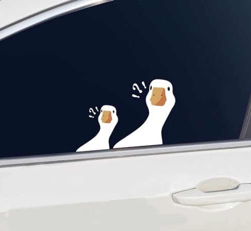 Jfbrix Cute Funny Cartoon Confused Goose Vinyl Sticker, 1 Small and 1 Big