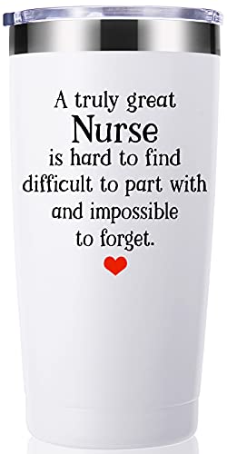 momocici Nurse Gifts 20 OZ Tumbler.A Truly Great Nurse Is Hard To Find And Impossible To Forget.Birthday,Christmas,Appreciation Gifts,Thank You Gifts,Retirement Gifts for Nurse Men Women Mug(White)
