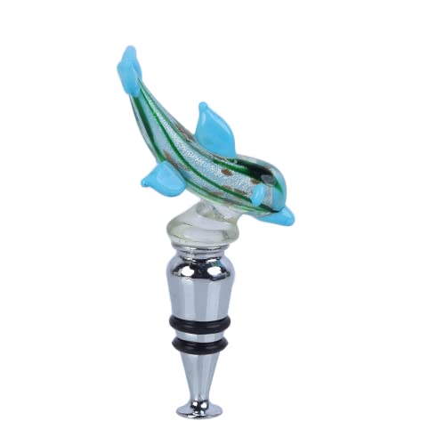 Glass Dolphin Wine Stopper - Dots