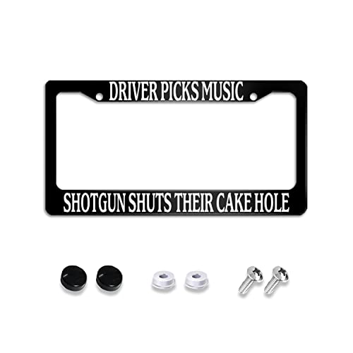 Draradi Driver Picks Music Shotgun Shuts Their Cake Hole Black Aluminium Alloy License Plate Frame Auto Car Accessories