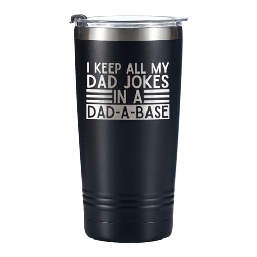 Onebttl Dad Joke Tumbler Gifts Coffee Mug, Dad-a-base Database Funny Gifts for Father's Day, Birthday, Christmas from Daughter, Son, Wife, Stainless Steel Travel Mug 20oz