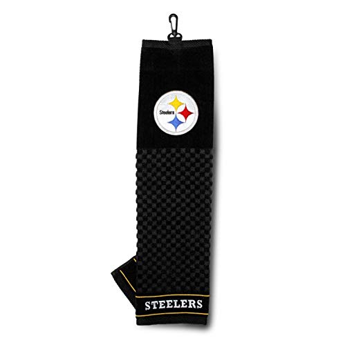 Team Golf NFL Pittsburgh Steelers Embroidered Golf Towel Embroidered Golf Towel, Checkered Scrubber Design, Embroidered Logo