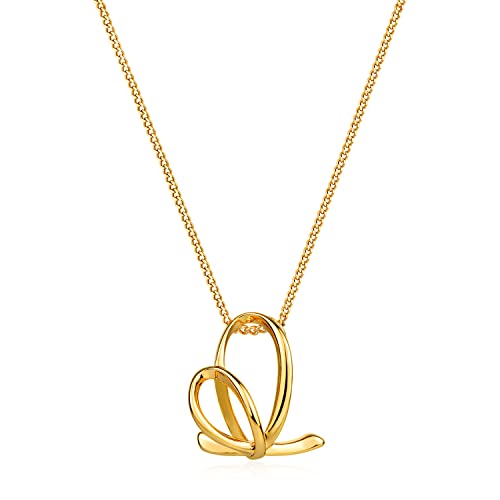 MYEARS Women Butterfly Necklace Gold Open Small Pendant 14K Gold Filled Simple Dainty Thin Italian Cuban Link Curb Chain Everyday Jewelry