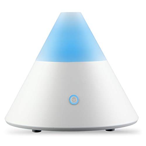 ZAQ Noor Essential Oil Diffuser LiteMist Ultrasonic Aromatherapy With Ionizer and Color-Changing Light - 80 ML Capacity, White
