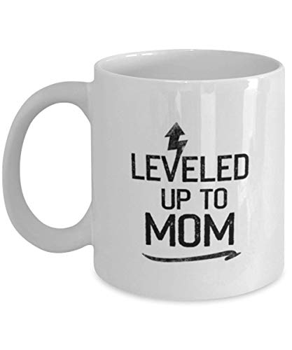 Leveled Up To Mom - Funny Unique Sentimental Birthday 11oz Mothers Day Mom Coffee Mug White