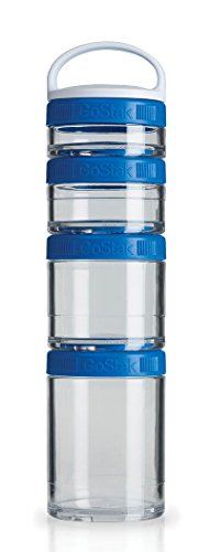 BlenderBottle GoStak Twist n' Lock Storage Jars, 4-Piece Starter Pak, Blue