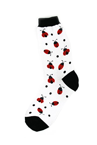 Foot Traffic Women's Funny Novelty Bug Socks, Cute Socks for Bug Lovers, Sizes 4–10, All Over Ladybugs