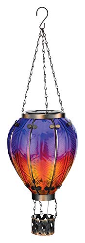 Regal Art & Gift Solar Hot Air Balloon Lantern – Hanging Solar-Powered LED Lights, Waterproof Portable Decorative Outdoor Lamp Made of Metal & Glass for Garden, Patios & Pathway – Purple (Large)