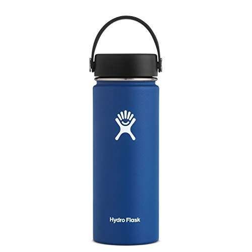 Hydro Flask Water Bottle - Stainless Steel & Vacuum Insulated - Wide Mouth with Leak Proof Flex Cap - 18 oz, Cobalt