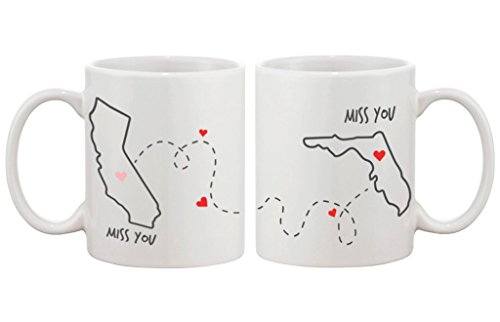 Miss You Custom Matching Mugs Long Distance Relationship Gifts Couple Friends and Family