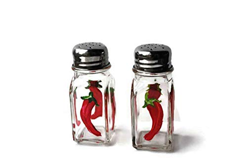 Hot Chili Peppers Salt and Pepper Glass Shaker Set