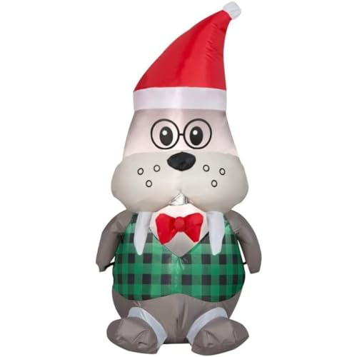 Wally Walrus with Santa Hat and Bowtie Christmas Inflatable by Gemmy